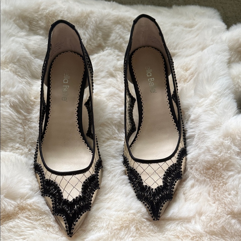 Elegant Black and Cream Heels by Bella Belle